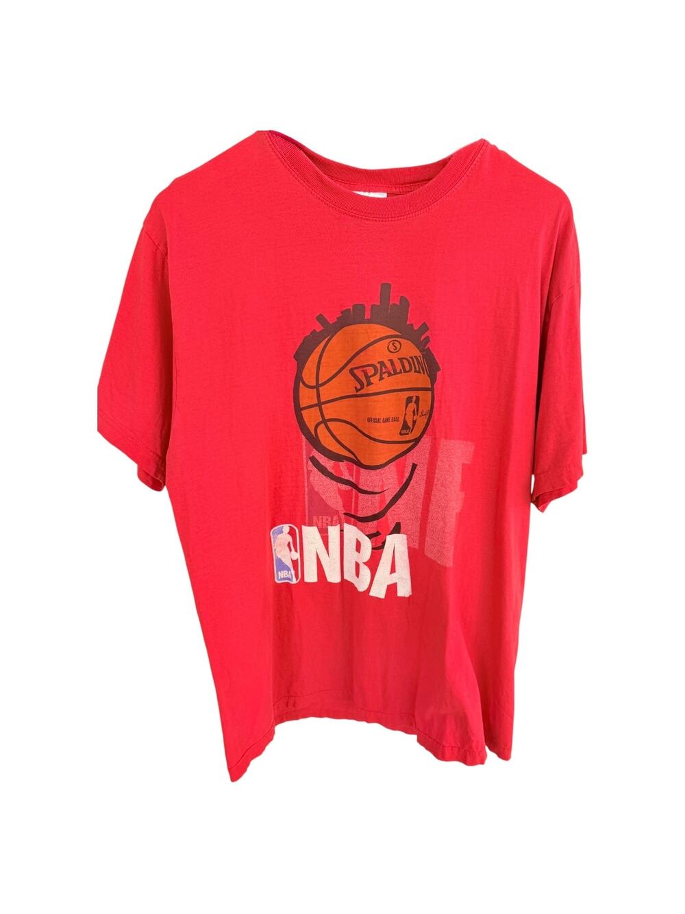 NBA Spalding Graphic T Shirt Mens XL Red Basketball Logo Short Sleeve Tee